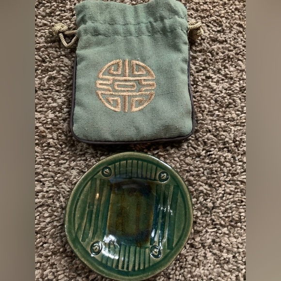 Hand Made Stoneware Round Trinket Plate by Tina - Picture 1 of 3